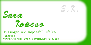 sara kopcso business card